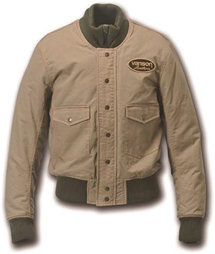 vanson ベージュジャケット Mサイズ 中古・古着通販】VANSON (バンソン) レーシングレザージャケット